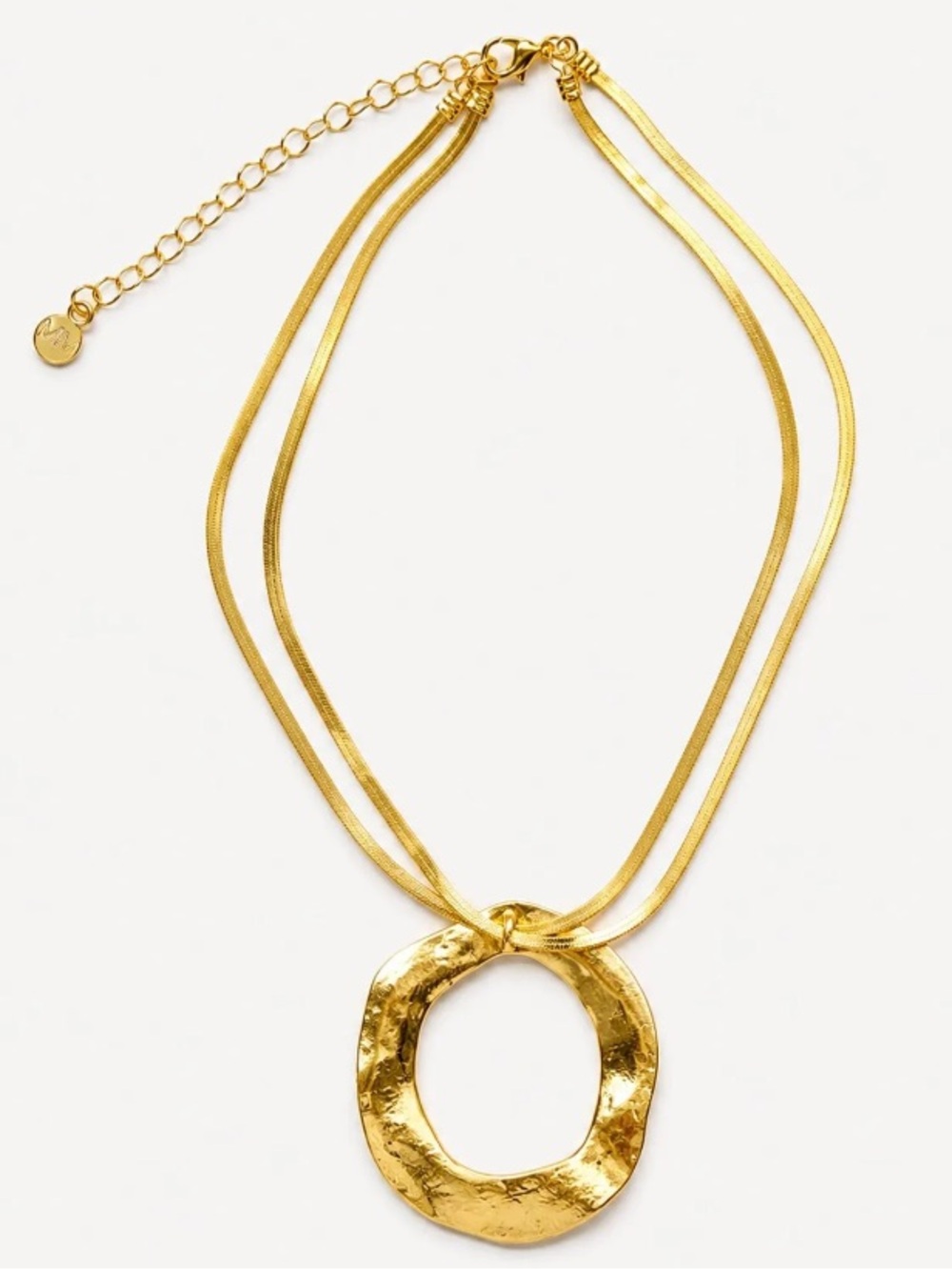 NEW Mayamar Gold Hammered Circle Double Strand Necklace